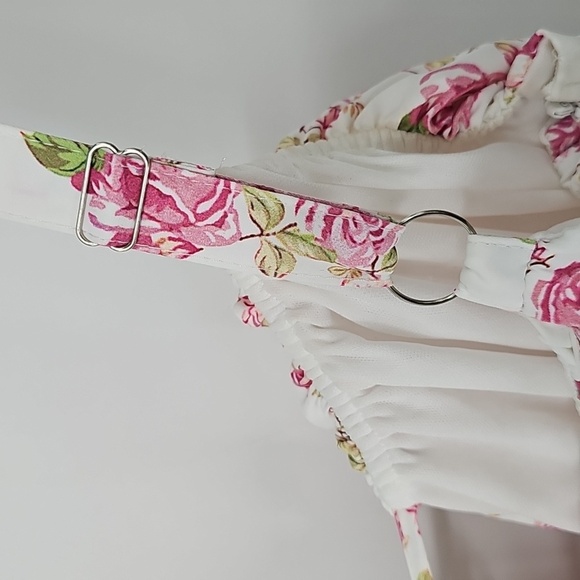 Floral Rusched-Bust Corset Waist Fit & Flare Midi Dress w Tie Front Lace-up Back - Picture 13 of 17